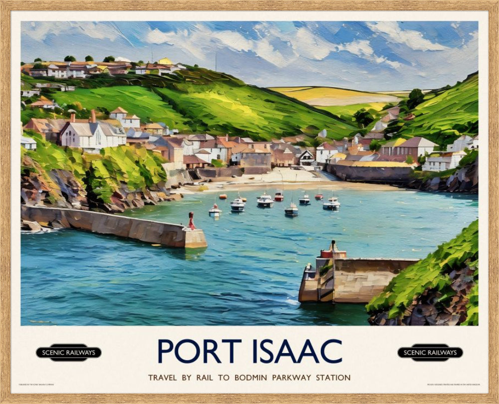 Vintage travel poster- Port Isaac, Cornwall - Scenic Railways