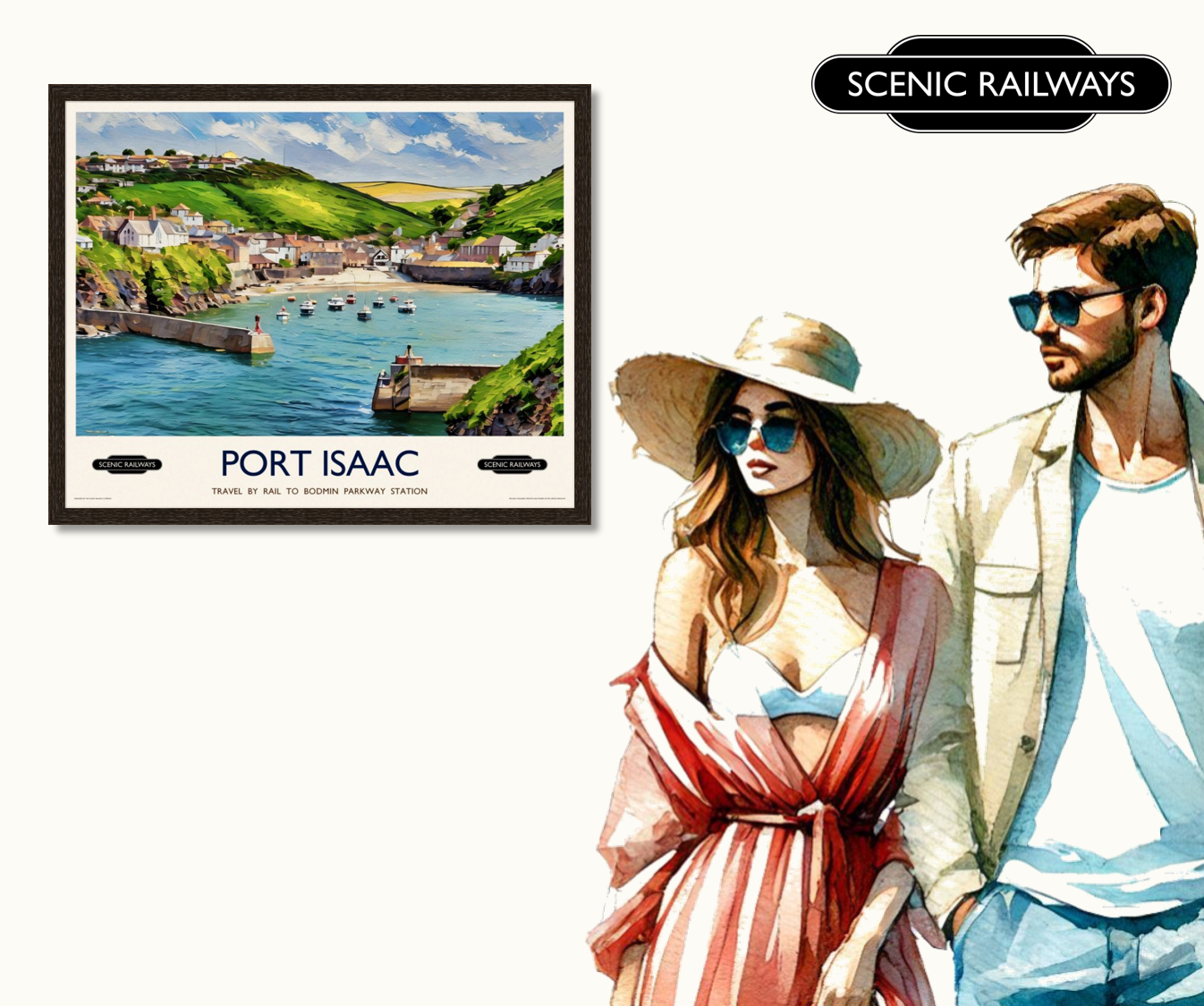 Vintage travel poster- Port Isaac, Cornwall - Scenic Railways
