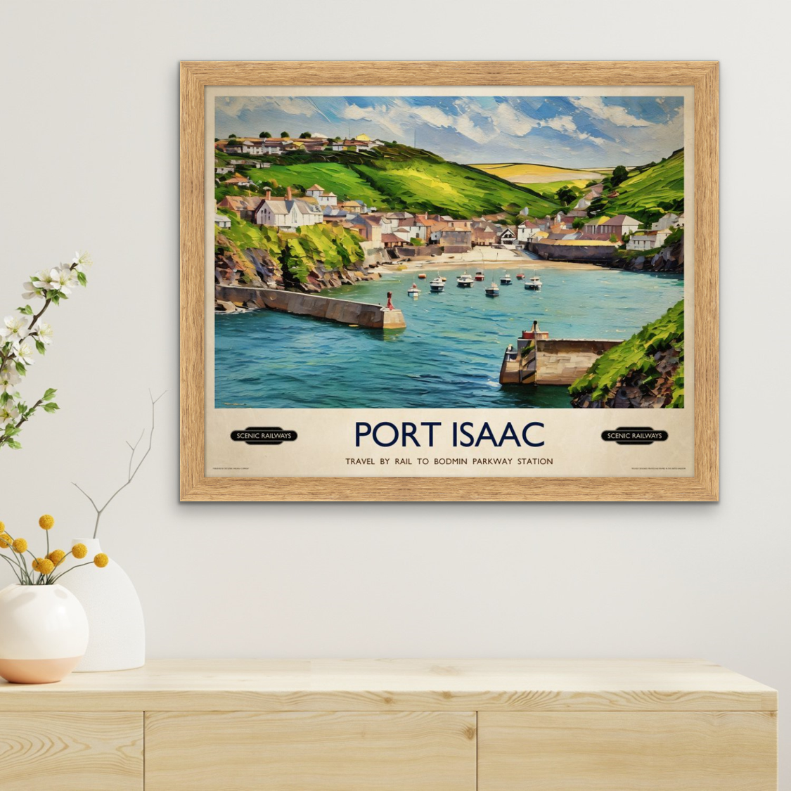 Vintage travel poster- Port Isaac, Cornwall - Scenic Railways