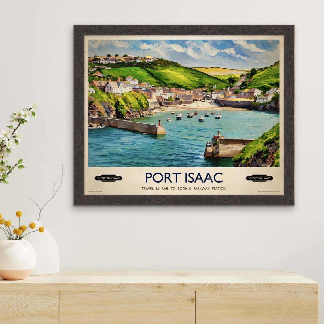 Vintage travel poster- Port Isaac, Cornwall - Scenic Railways