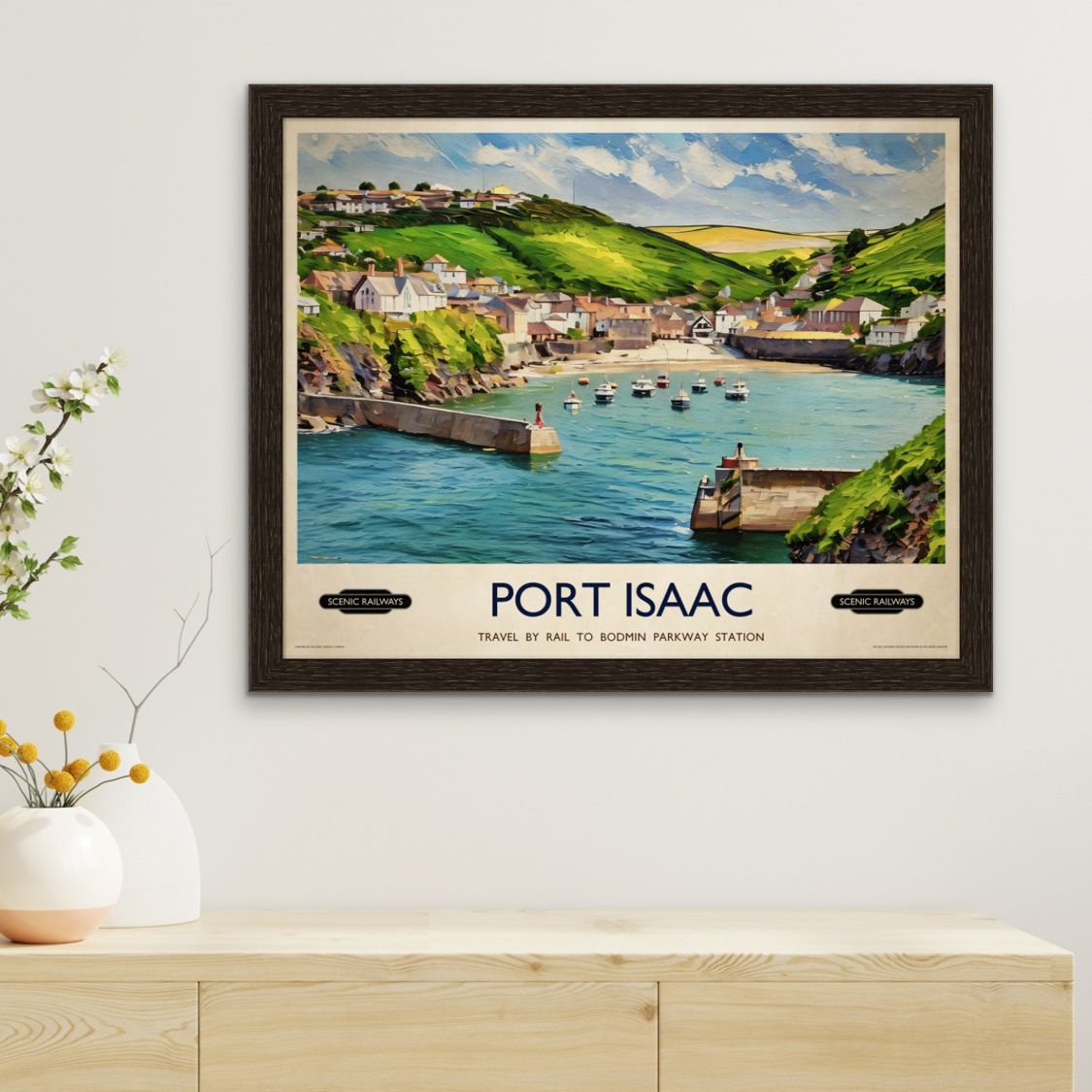 Vintage travel poster- Port Isaac, Cornwall - Scenic Railways