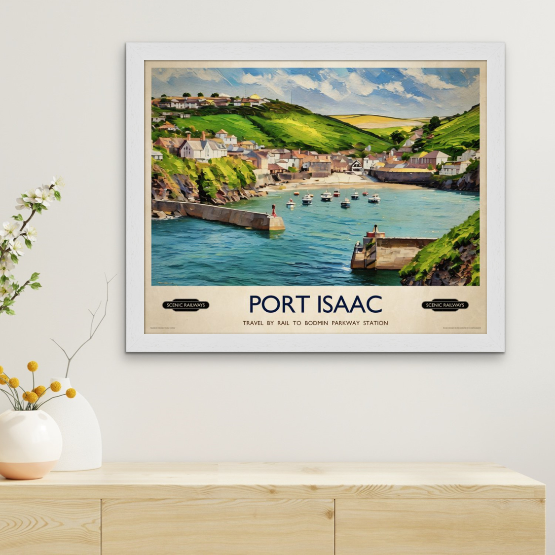 Vintage travel poster- Port Isaac, Cornwall - Scenic Railways