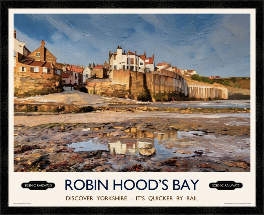 Vintage travel poster- Robin Hood's Bay, Yorkshire - Scenic Railways