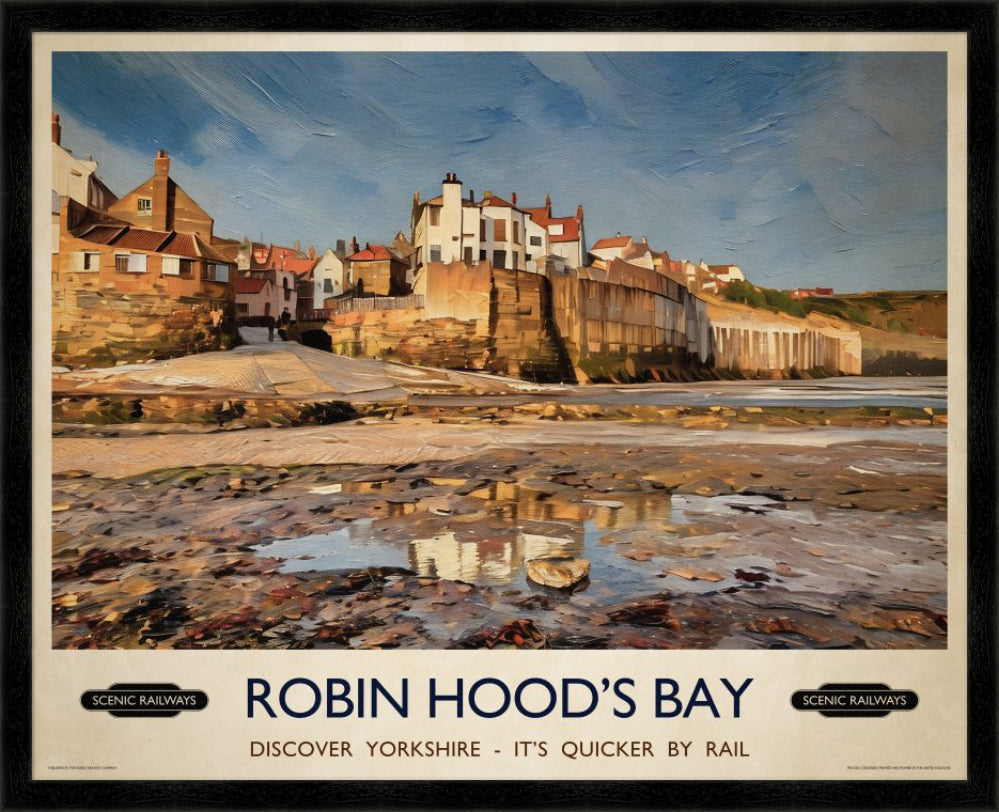 Vintage travel poster- Robin Hood's Bay, Yorkshire - Scenic Railways
