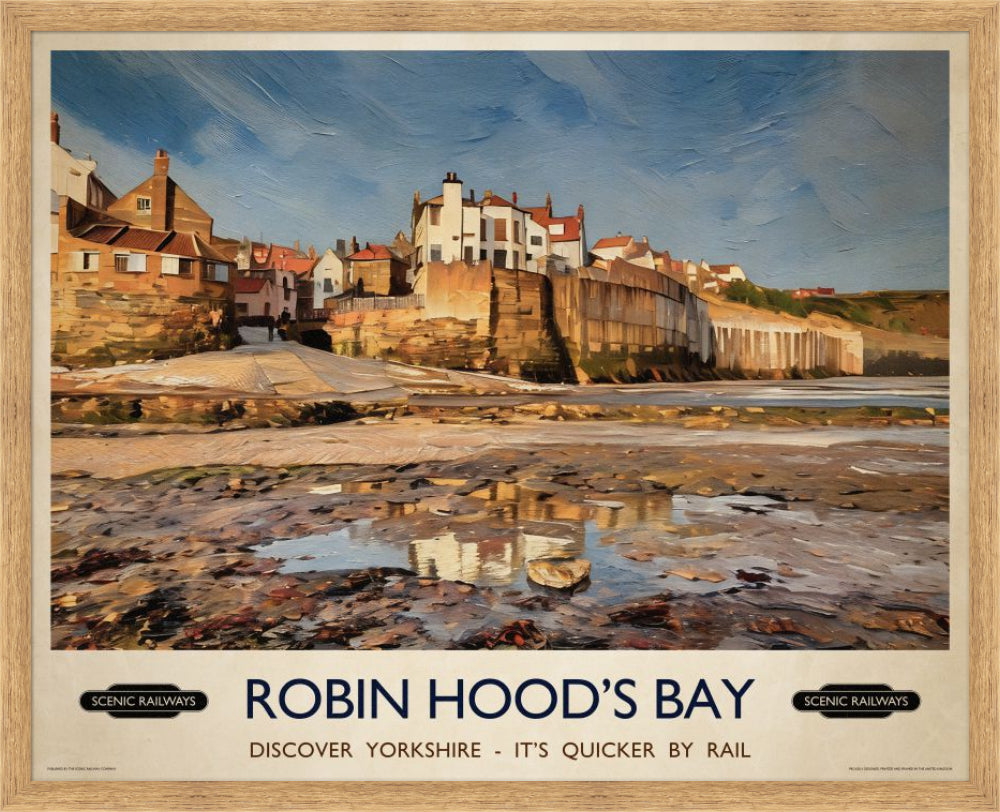 Vintage travel poster- Robin Hood's Bay, Yorkshire - Scenic Railways