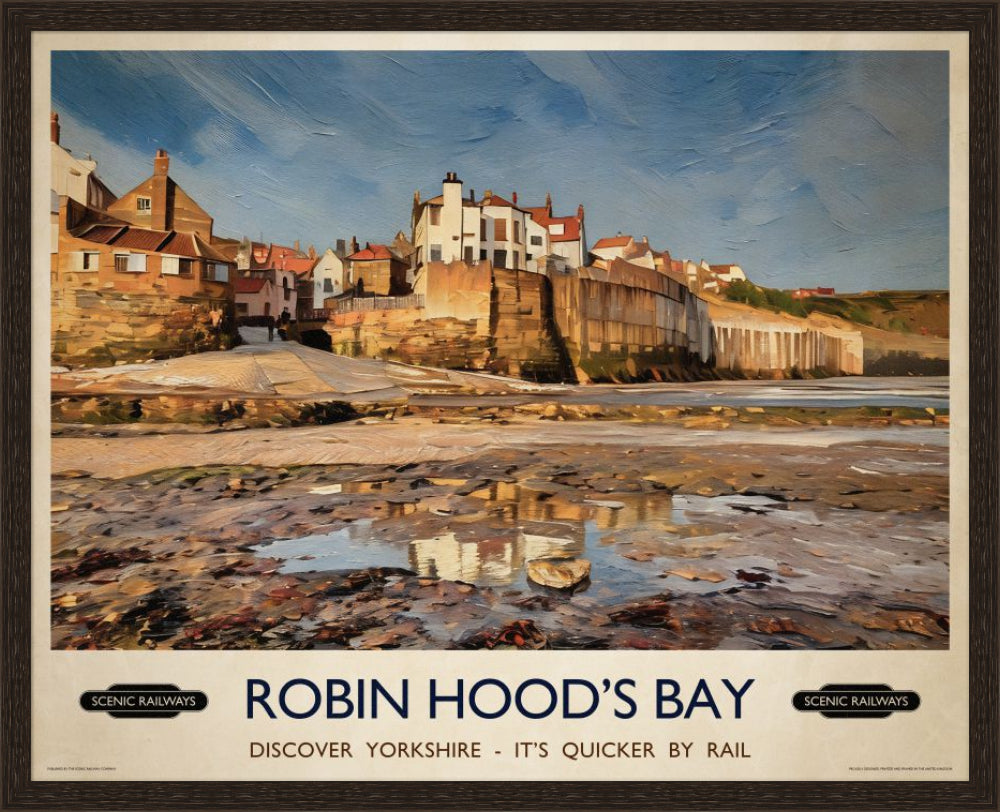 Vintage travel poster- Robin Hood's Bay, Yorkshire - Scenic Railways