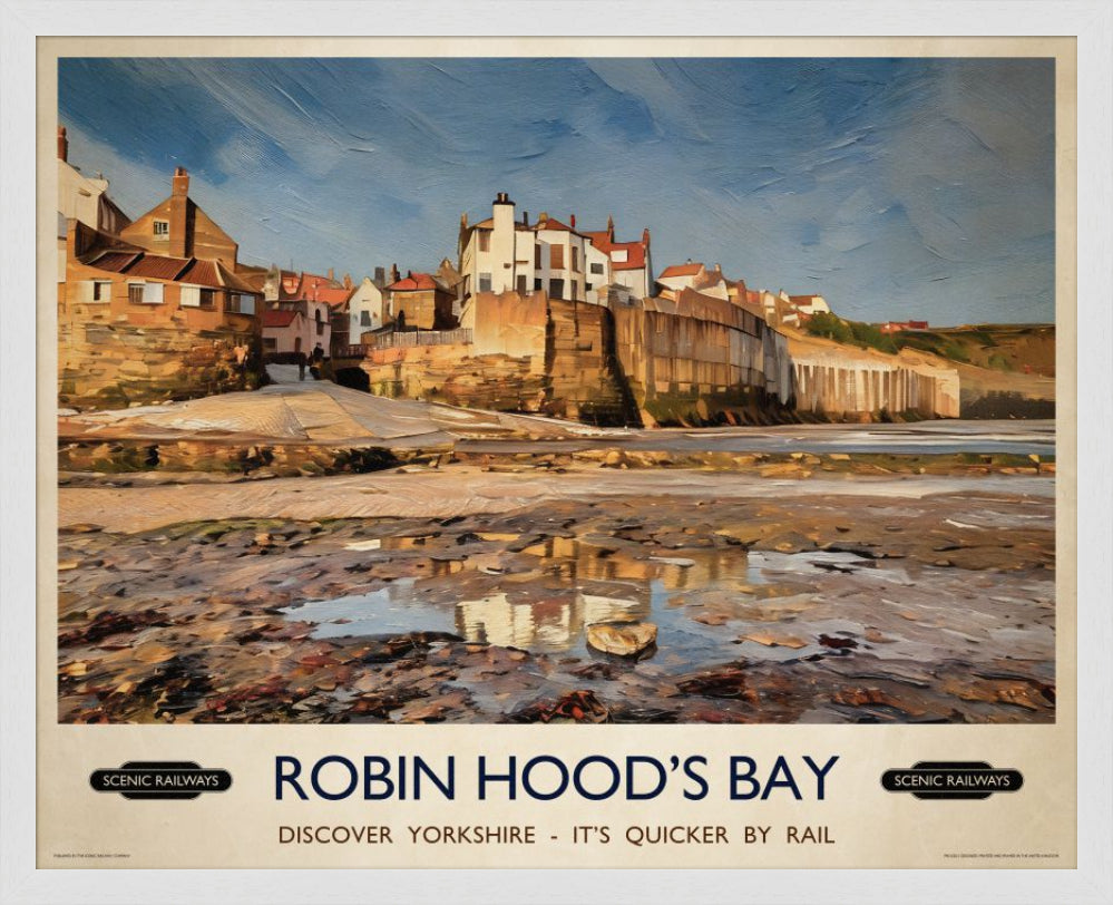 Vintage travel poster- Robin Hood's Bay, Yorkshire - Scenic Railways