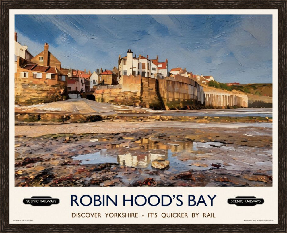 Vintage travel poster- Robin Hood's Bay, Yorkshire - Scenic Railways