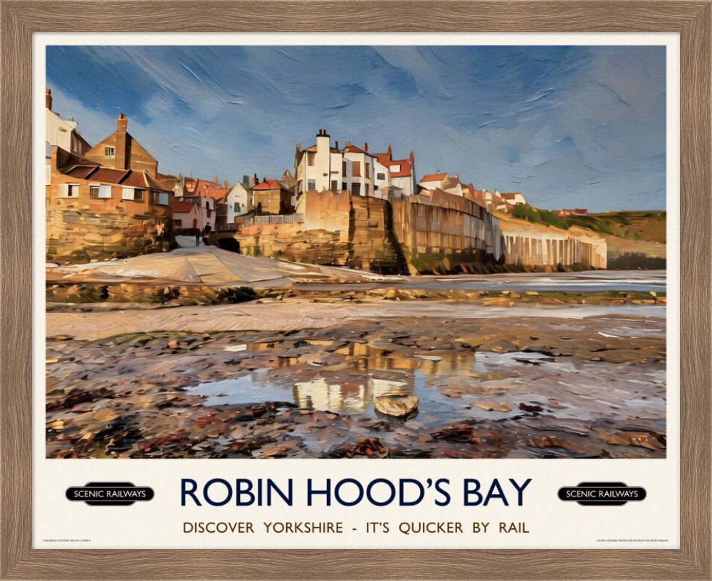 Vintage travel poster- Robin Hood's Bay, Yorkshire - Scenic Railways