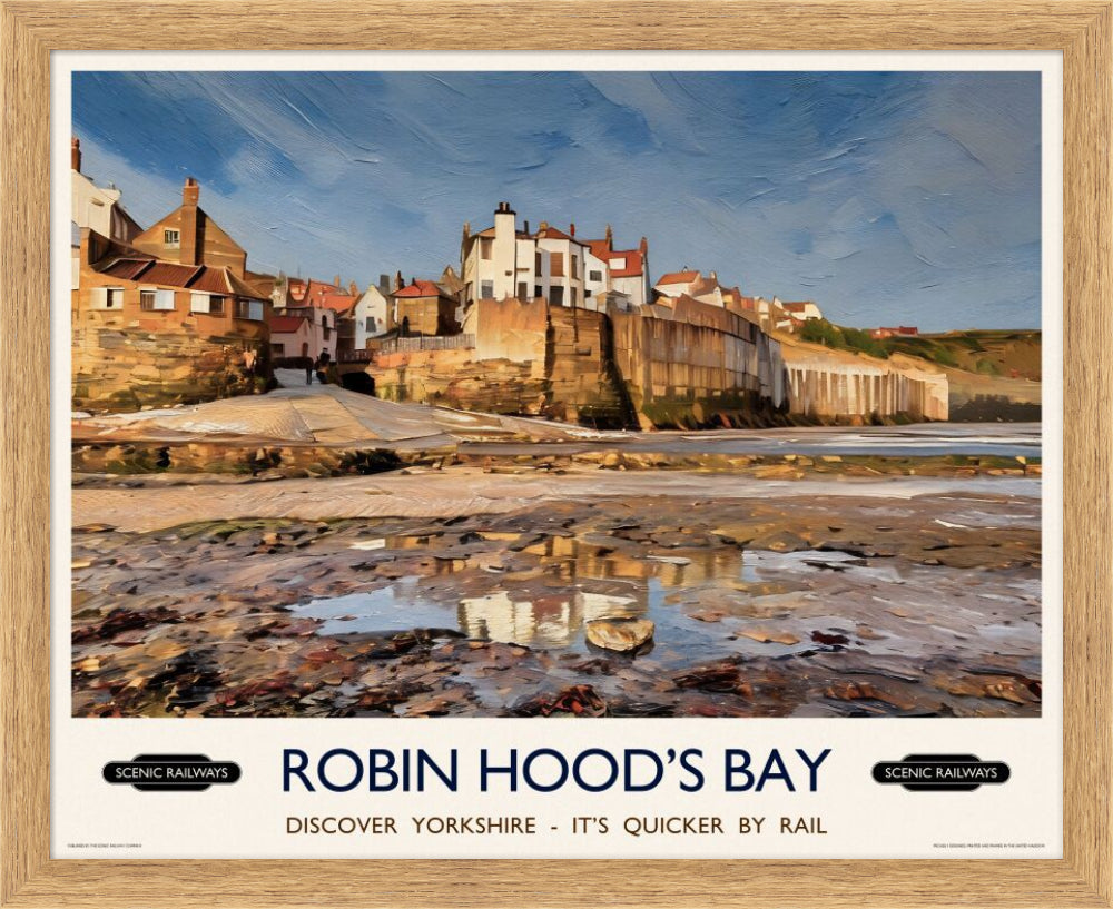 Vintage travel poster- Robin Hood's Bay, Yorkshire - Scenic Railways