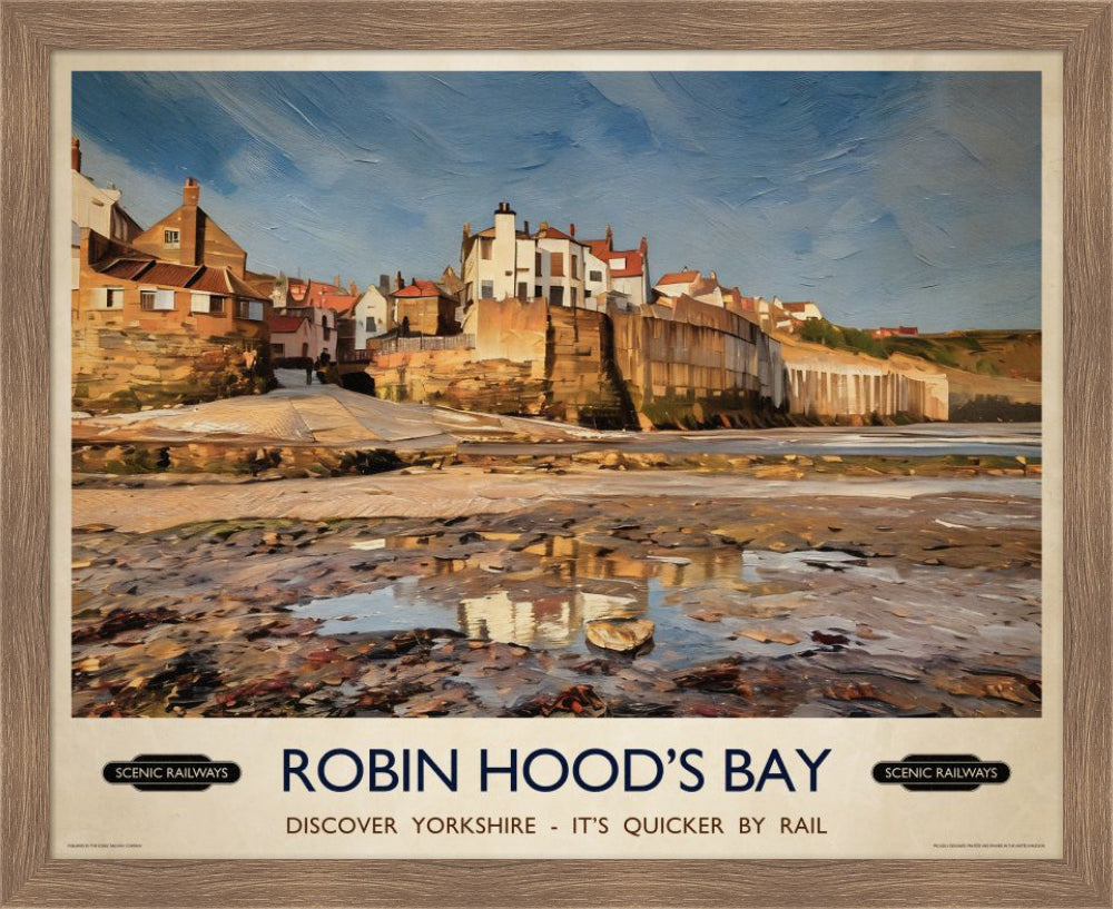 Vintage travel poster- Robin Hood's Bay, Yorkshire - Scenic Railways