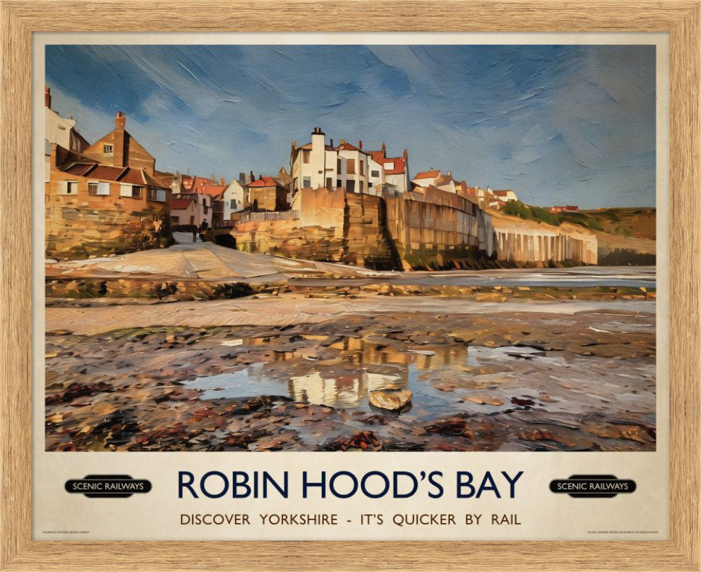 Vintage travel poster- Robin Hood's Bay, Yorkshire - Scenic Railways
