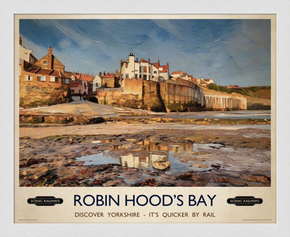 Vintage travel poster- Robin Hood's Bay, Yorkshire - Scenic Railways