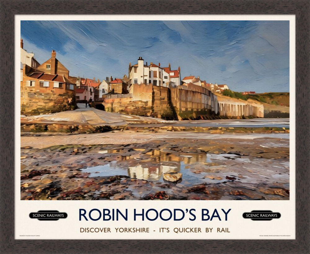Vintage travel poster- Robin Hood's Bay, Yorkshire - Scenic Railways