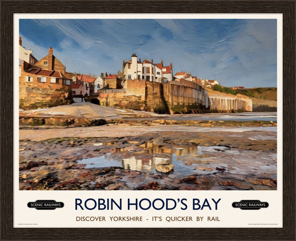 Vintage travel poster- Robin Hood's Bay, Yorkshire - Scenic Railways