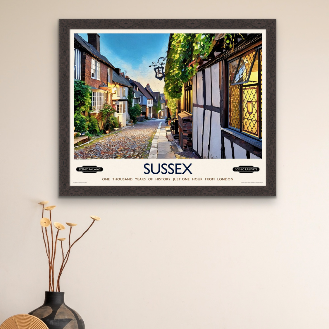 Vintage travel poster- Rye, Sussex - Scenic Railways