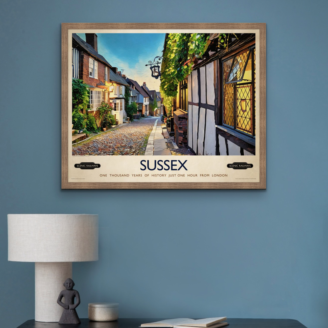 Vintage travel poster- Rye, Sussex - Scenic Railways
