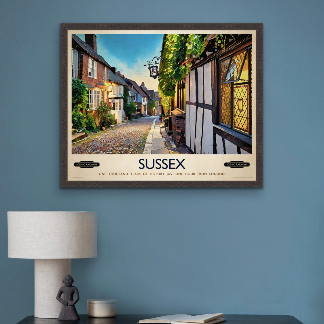 Vintage travel poster- Rye, Sussex - Scenic Railways