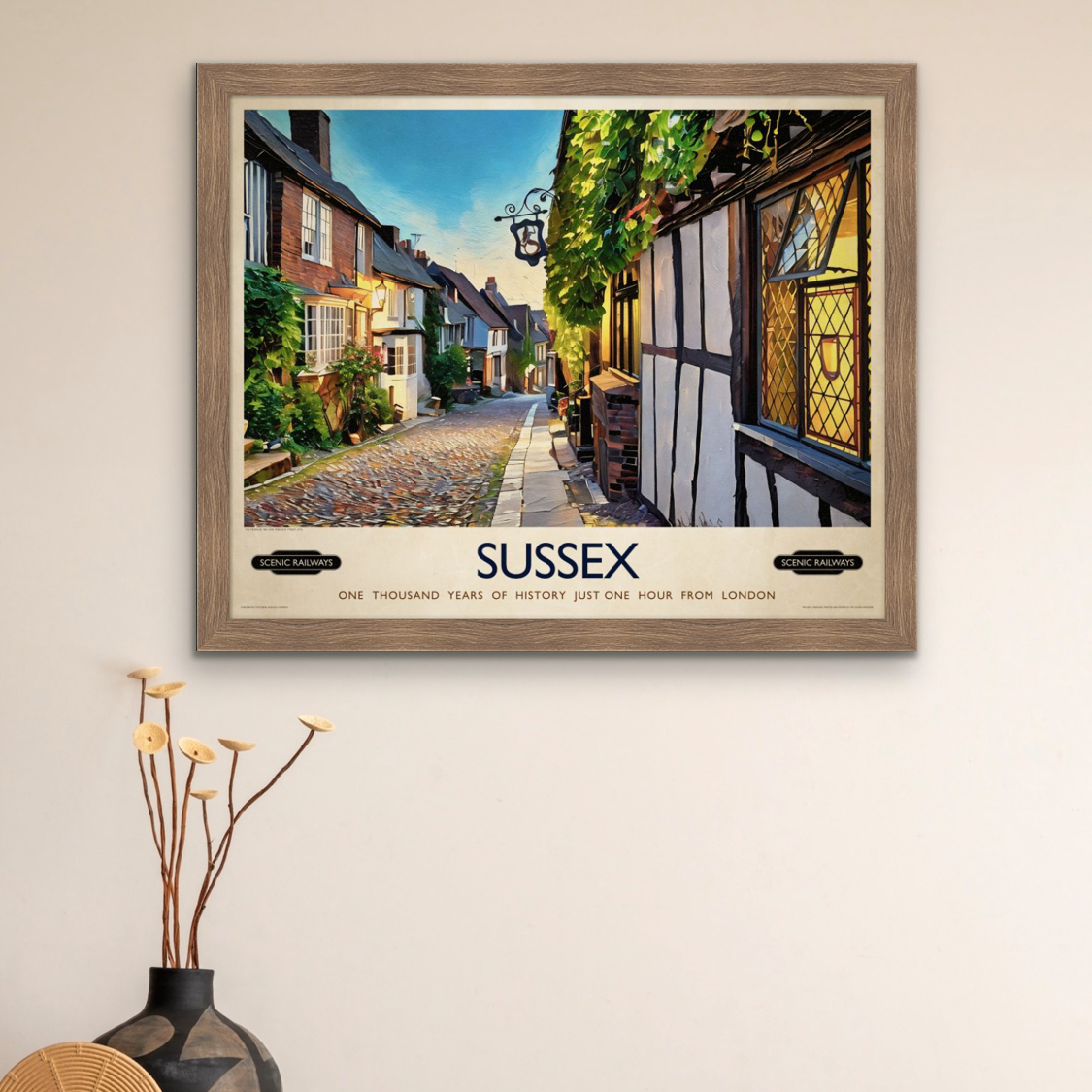 Vintage travel poster- Rye, Sussex - Scenic Railways