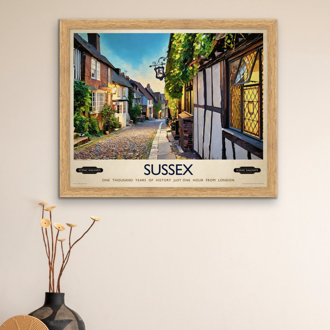 Vintage travel poster- Rye, Sussex - Scenic Railways