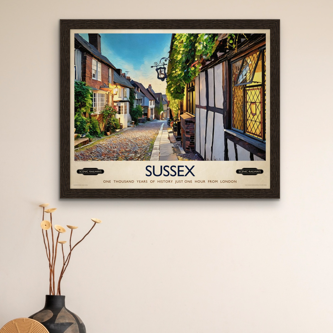 Vintage travel poster- Rye, Sussex - Scenic Railways