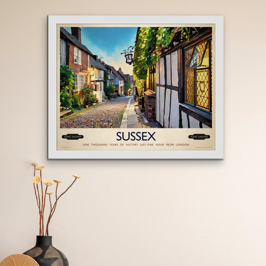 Vintage travel poster- Rye, Sussex - Scenic Railways