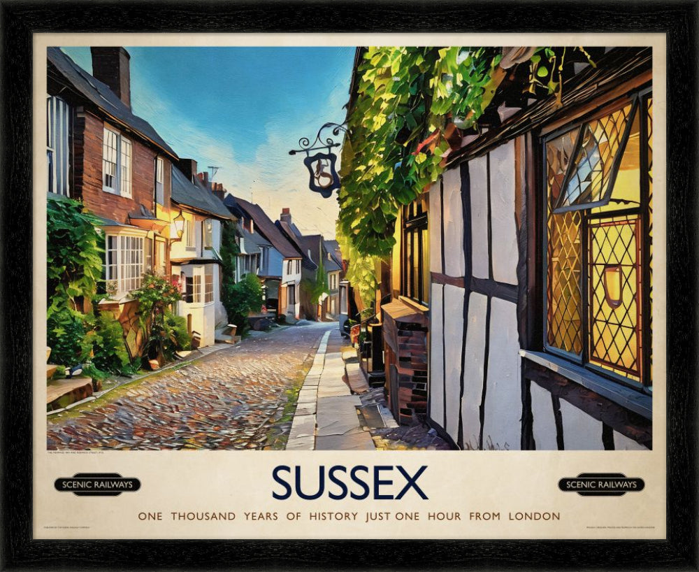 Vintage travel poster- Rye, Sussex - Scenic Railways