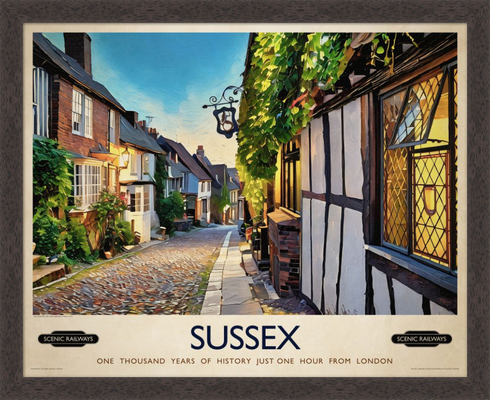 Vintage travel poster- Rye, Sussex - Scenic Railways