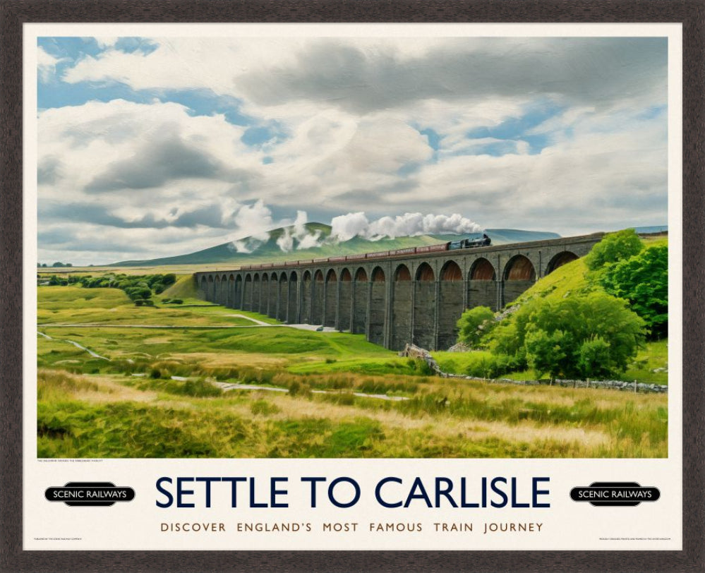 Vintage travel poster- Settle To Carlise, The Ribblehead Viaduct - Scenic Railways
