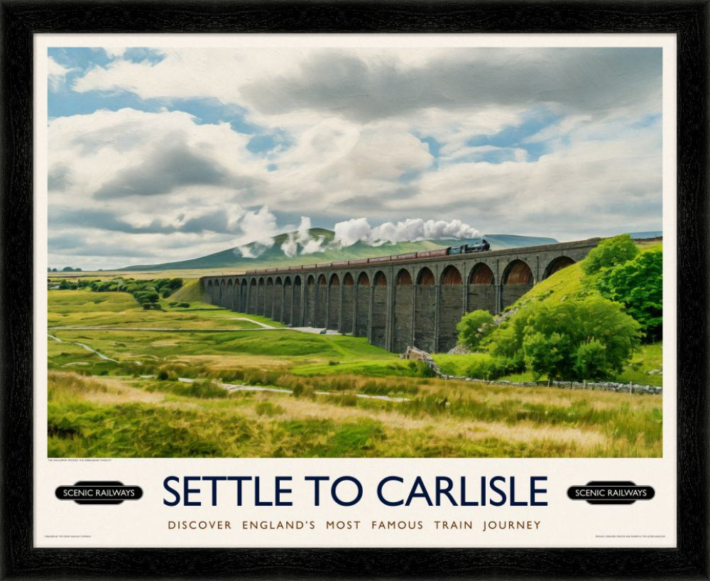 Vintage travel poster- Settle To Carlise, The Ribblehead Viaduct - Scenic Railways