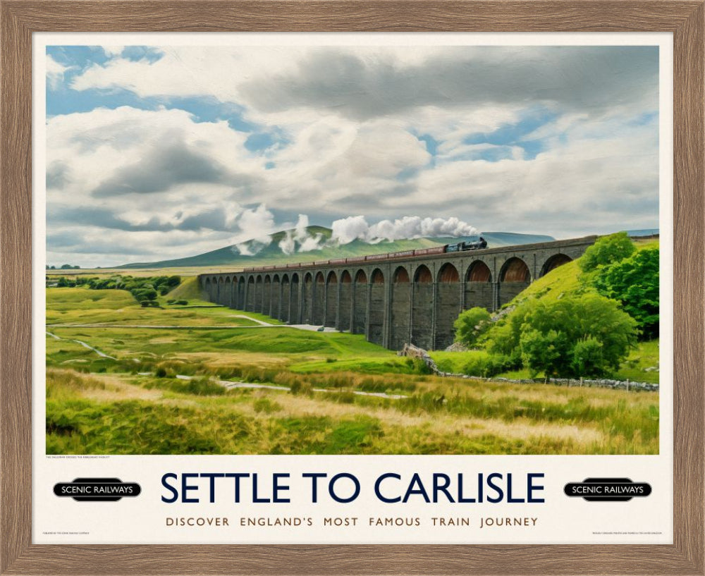 Vintage travel poster- Settle To Carlise, The Ribblehead Viaduct - Scenic Railways