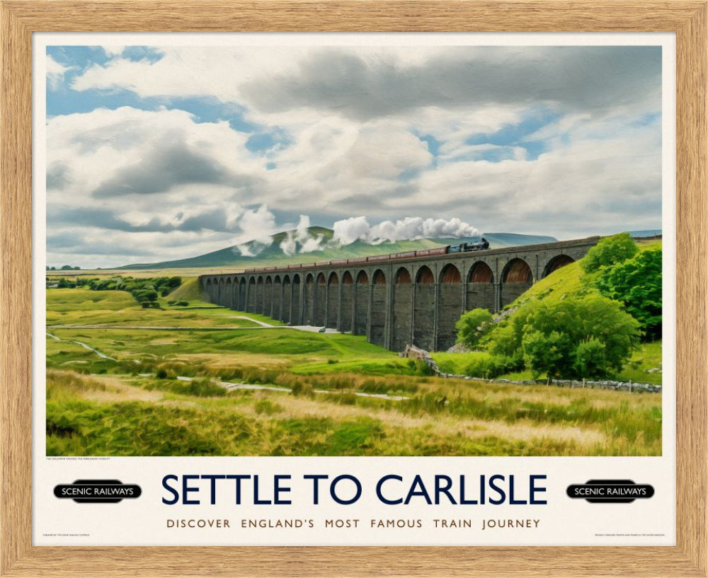 Vintage travel poster- Settle To Carlise, The Ribblehead Viaduct - Scenic Railways