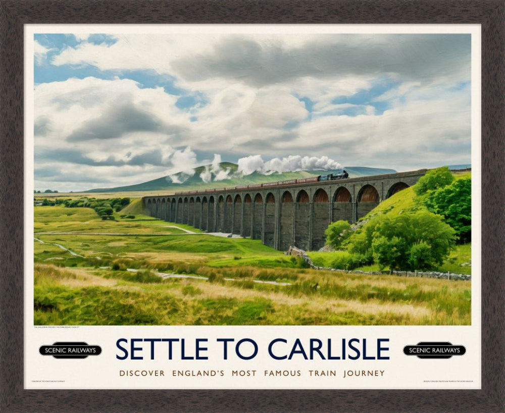 Vintage travel poster- Settle To Carlise, The Ribblehead Viaduct - Scenic Railways