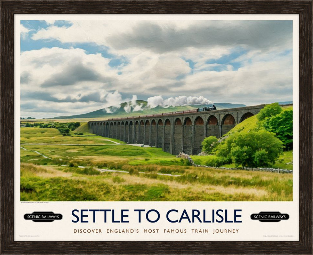 Vintage travel poster- Settle To Carlise, The Ribblehead Viaduct - Scenic Railways