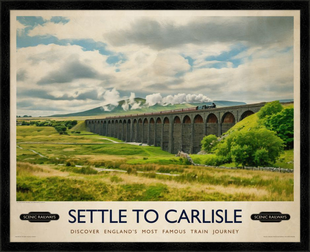 Vintage travel poster- Settle To Carlise, The Ribblehead Viaduct - Scenic Railways
