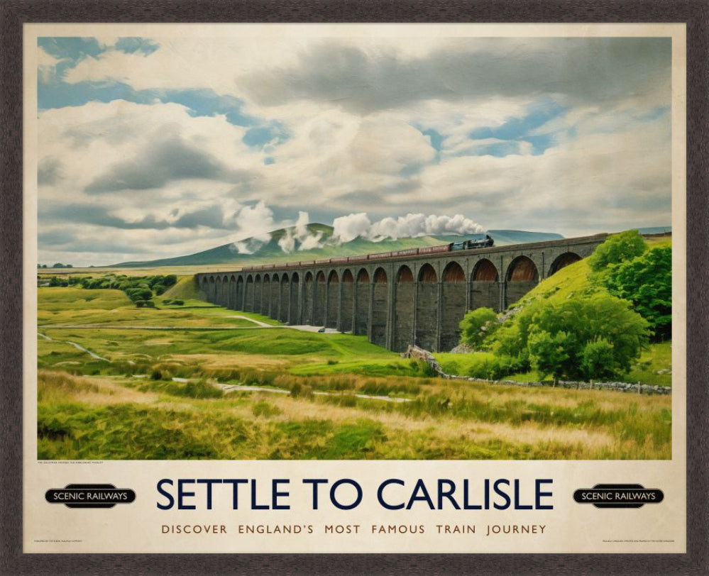 Vintage travel poster- Settle To Carlise, The Ribblehead Viaduct - Scenic Railways