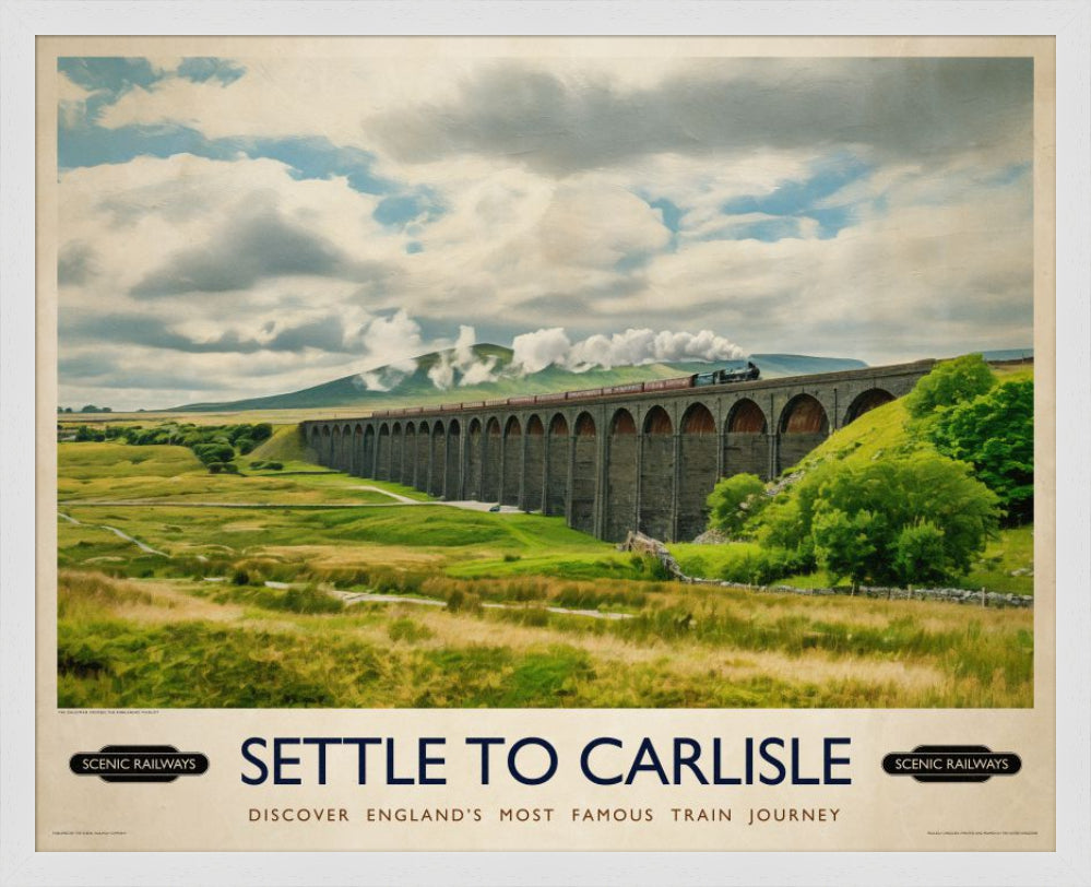 Vintage travel poster- Settle To Carlise, The Ribblehead Viaduct - Scenic Railways