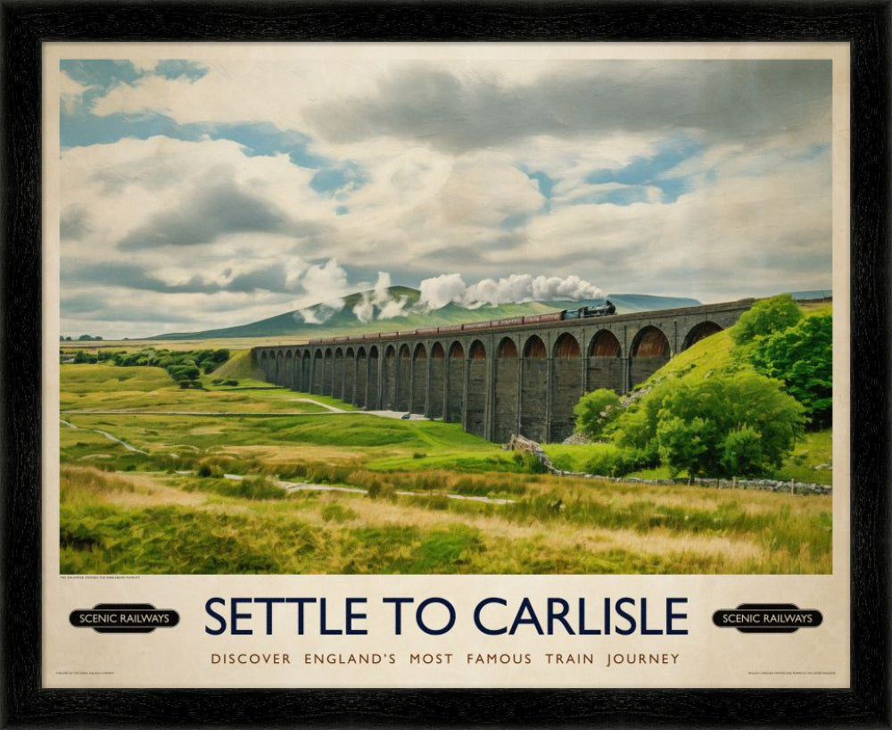 Vintage travel poster- Settle To Carlise, The Ribblehead Viaduct - Scenic Railways