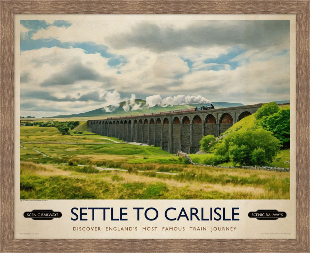 Vintage travel poster- Settle To Carlise, The Ribblehead Viaduct - Scenic Railways