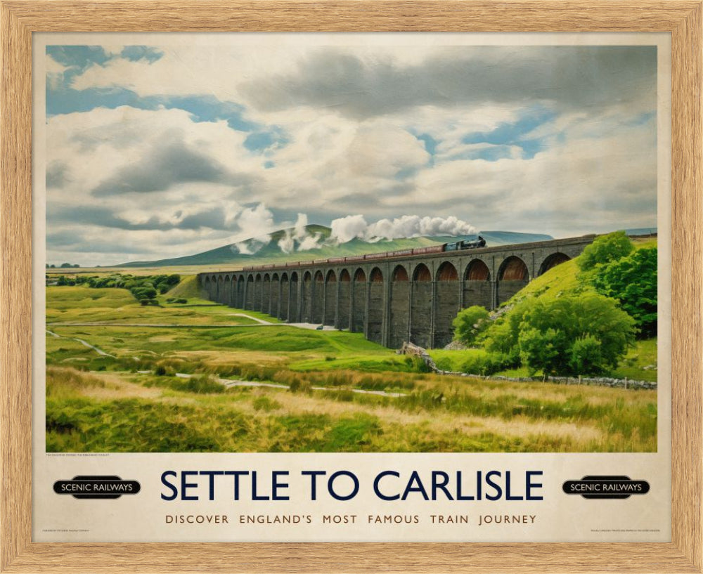 Vintage travel poster- Settle To Carlise, The Ribblehead Viaduct - Scenic Railways