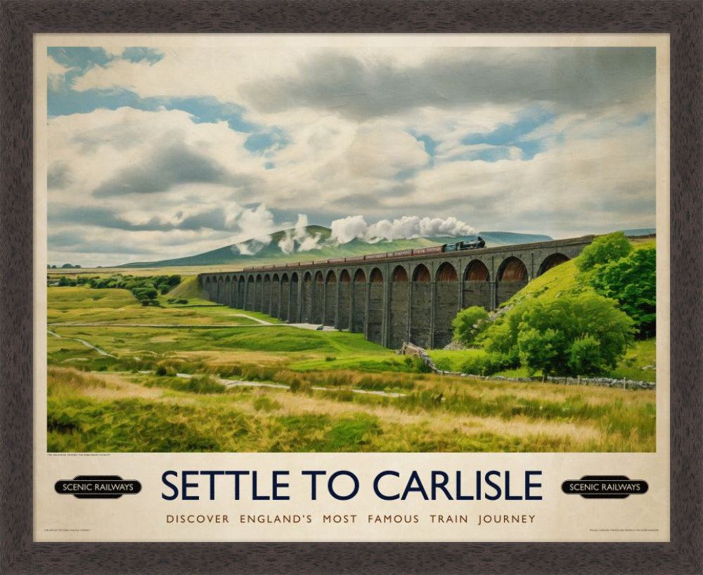 Vintage travel poster- Settle To Carlise, The Ribblehead Viaduct - Scenic Railways