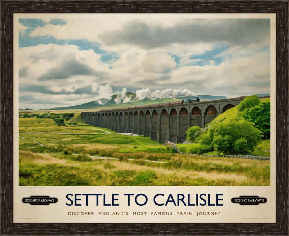 Vintage travel poster- Settle To Carlise, The Ribblehead Viaduct - Scenic Railways