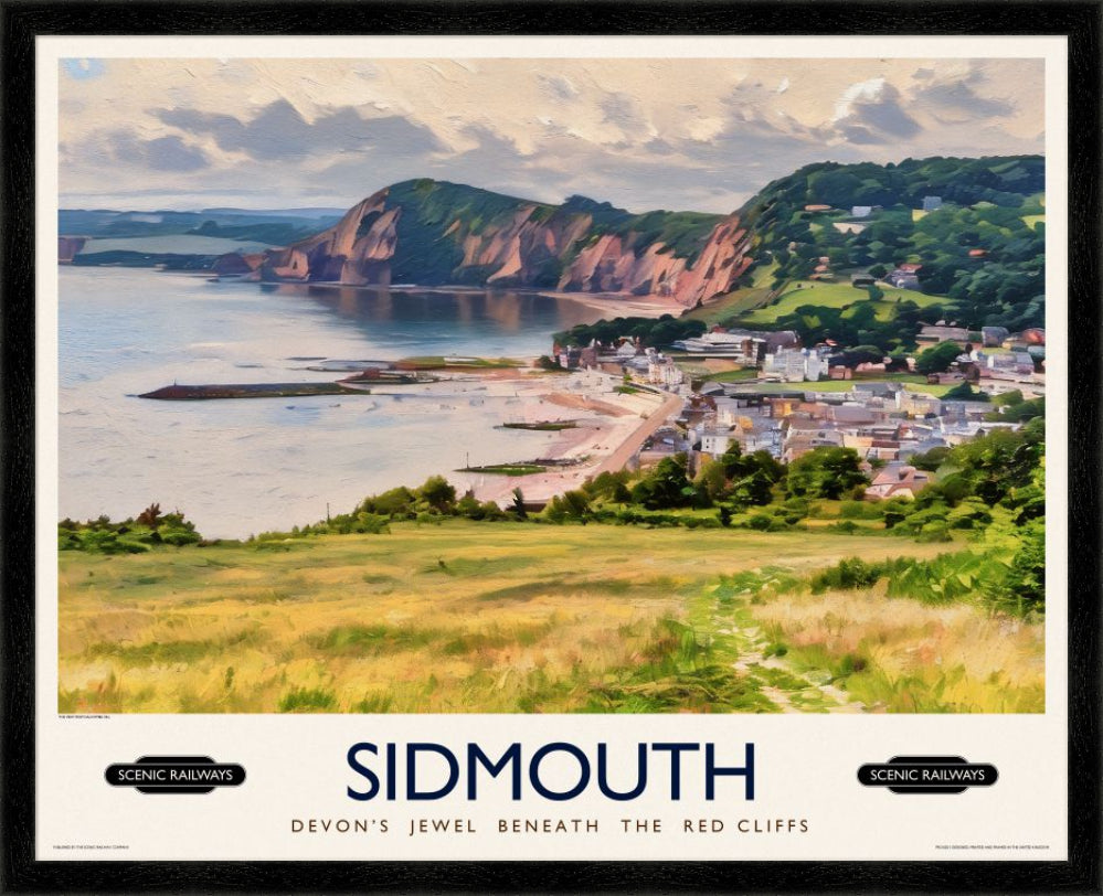 Vintage travel poster- Sidmouth, Devon - Scenic Railways