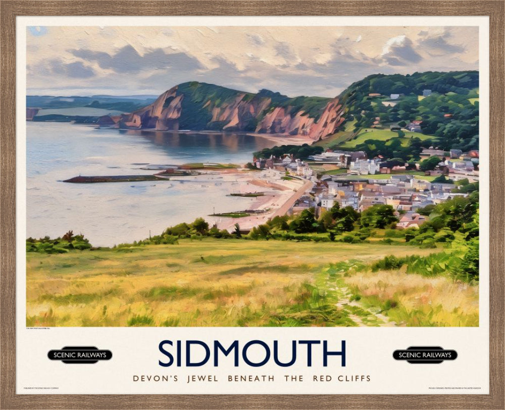 Vintage travel poster- Sidmouth, Devon - Scenic Railways