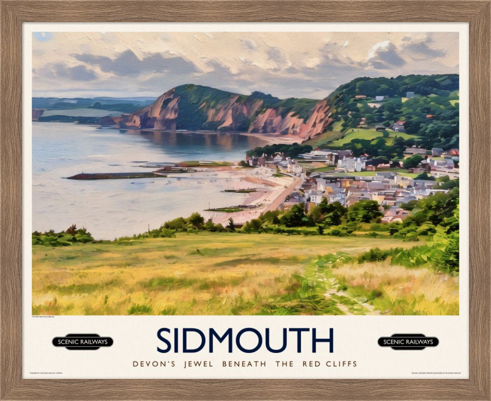 Vintage travel poster- Sidmouth, Devon - Scenic Railways