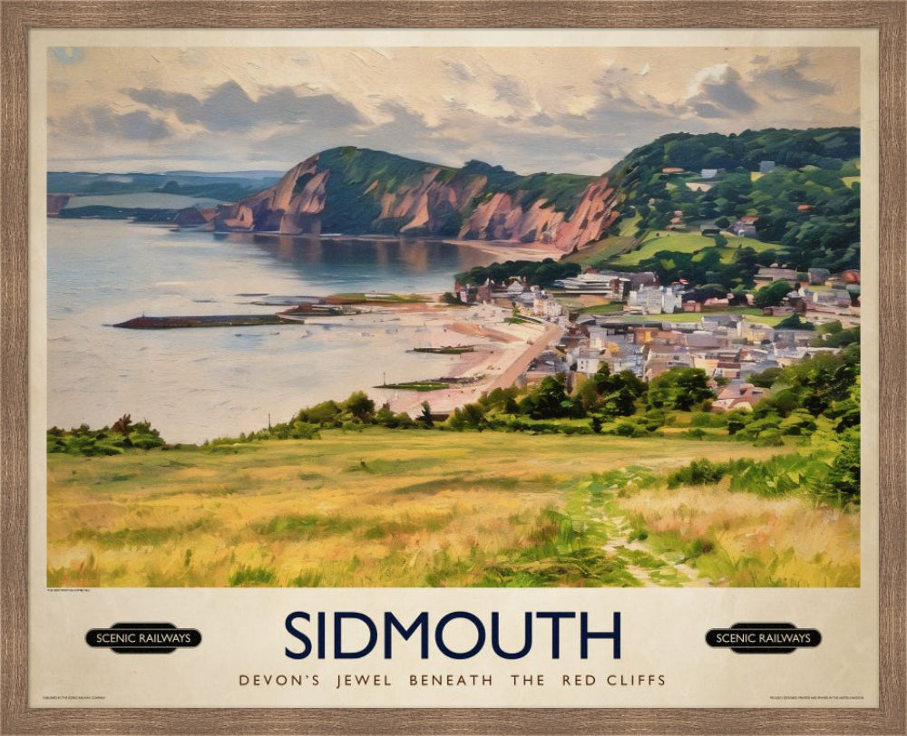 Vintage travel poster- Sidmouth, Devon - Scenic Railways