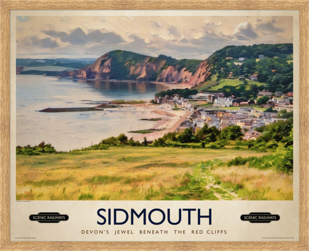 Vintage travel poster- Sidmouth, Devon - Scenic Railways
