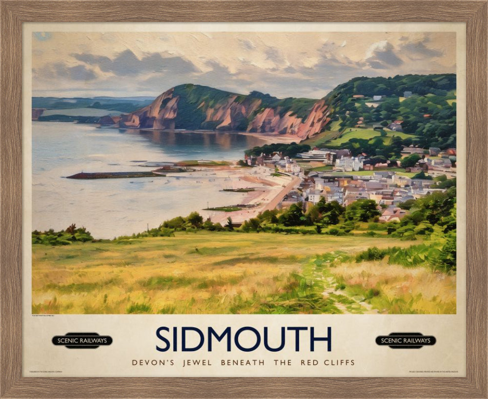 Vintage travel poster- Sidmouth, Devon - Scenic Railways