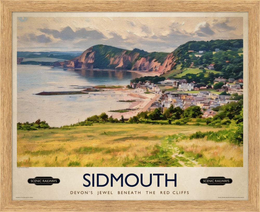 Vintage travel poster- Sidmouth, Devon - Scenic Railways