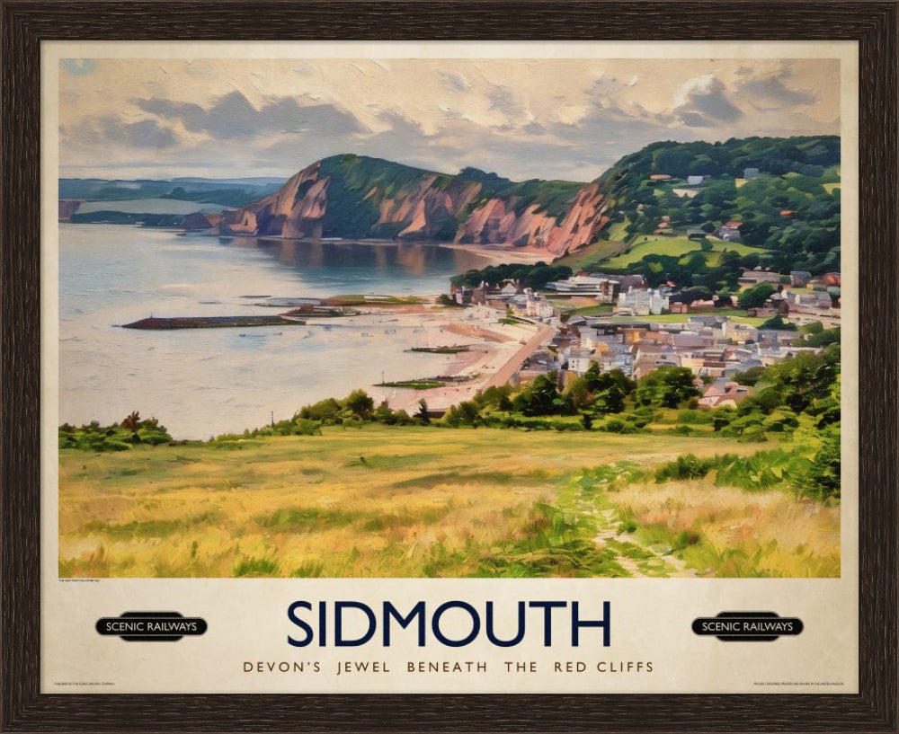 Vintage travel poster- Sidmouth, Devon - Scenic Railways